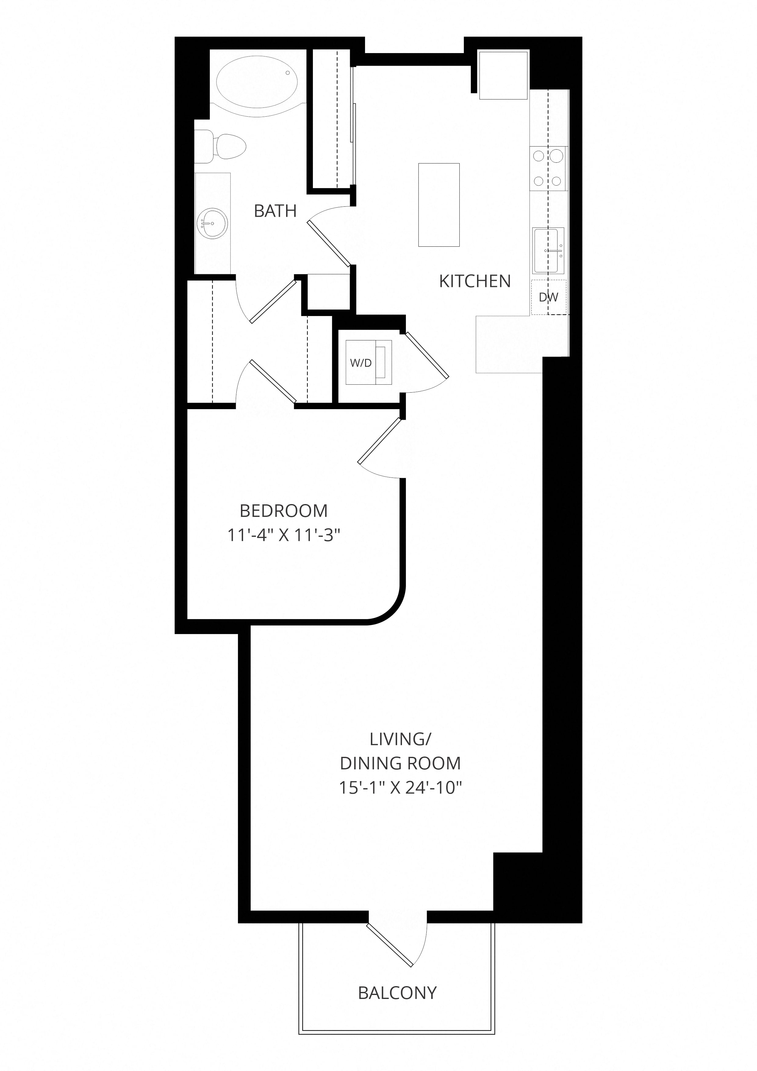 1X1 B12 floor plan